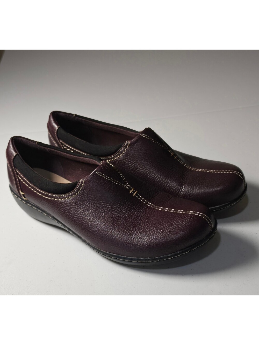 Clarks Collection Slip-On Comfort Shoes in Burgundy Leather